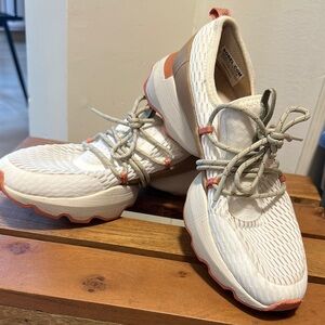 Women's White and Tan Sneakers